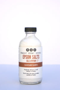 SAVOURY EARTH EPSOM SALTS from Really Great Goods.  Handmade, Small Batch, All Natural, Vegan Bath and Body Care 
