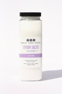 LAV LIME EPSOM SALTS from Really Great Goods.  Handmade, Small Batch, All Natural, Vegan Bath and Body Care 