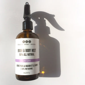 Lav Lime Organic Room & Body Mist from Really Great Goods.  Handmade, Small Batch, All Natural, Vegan Bath and Body Care 