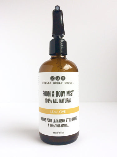 Lem Love Organic Room & Body Mist from Really Great Goods.  Handmade, Small Batch, All Natural, Vegan Bath and Body Care 