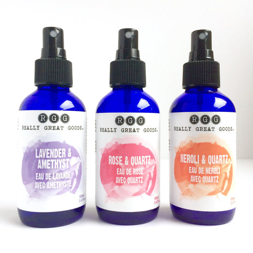 Lavender, Rose and Neroli Organic Face Mists from Really Great Goods.  